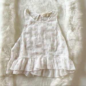 Honey Punch White Iridescent Embroidered Tank Top